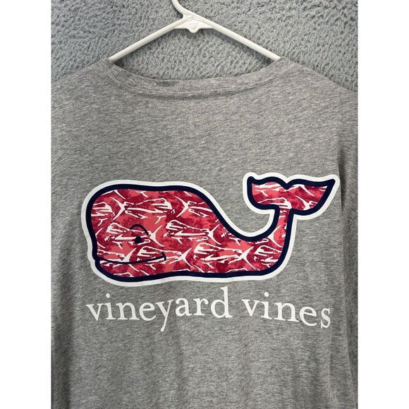 Vineyard Vines T-Shirt Adult Large Grey Graphic Print Pocket Long Sleeve Tee Men - Picture 6 of 10